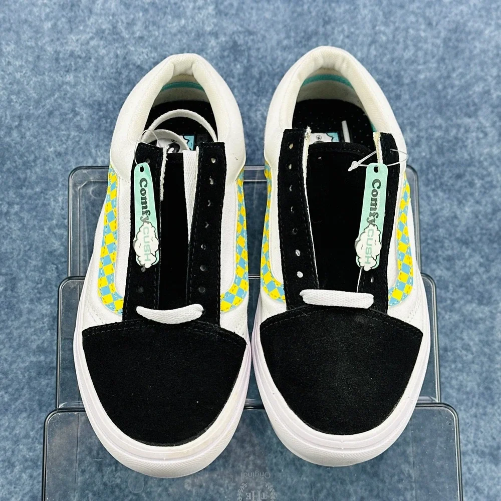 Vans Old Skool ComfyCush Black White‎ Checkered Stripe Mens 6.5 Womens 8.0